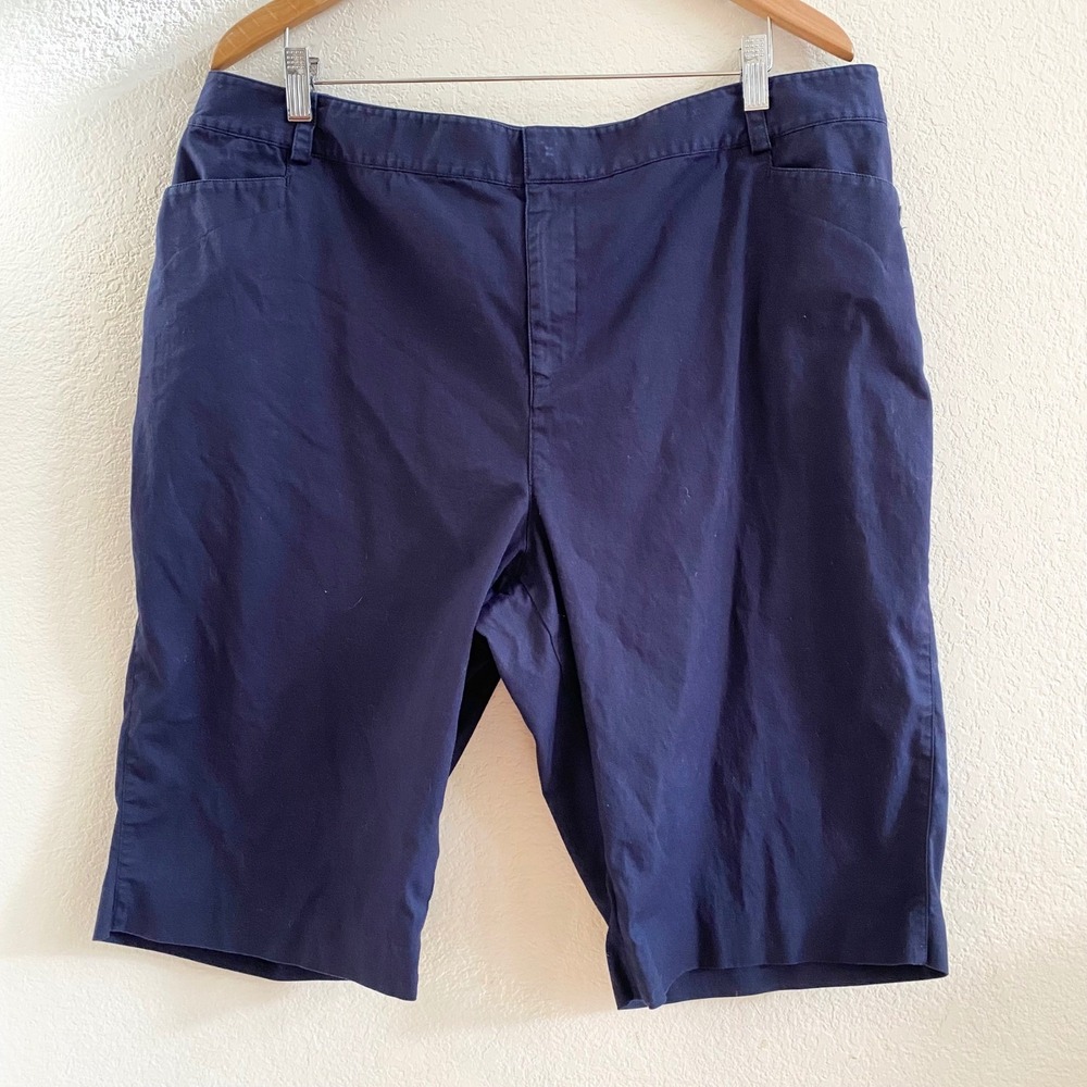 Lauren Ralph Lauren Women Navy‎ Blue Bermuda Shorts Plus Size  18 Cotton